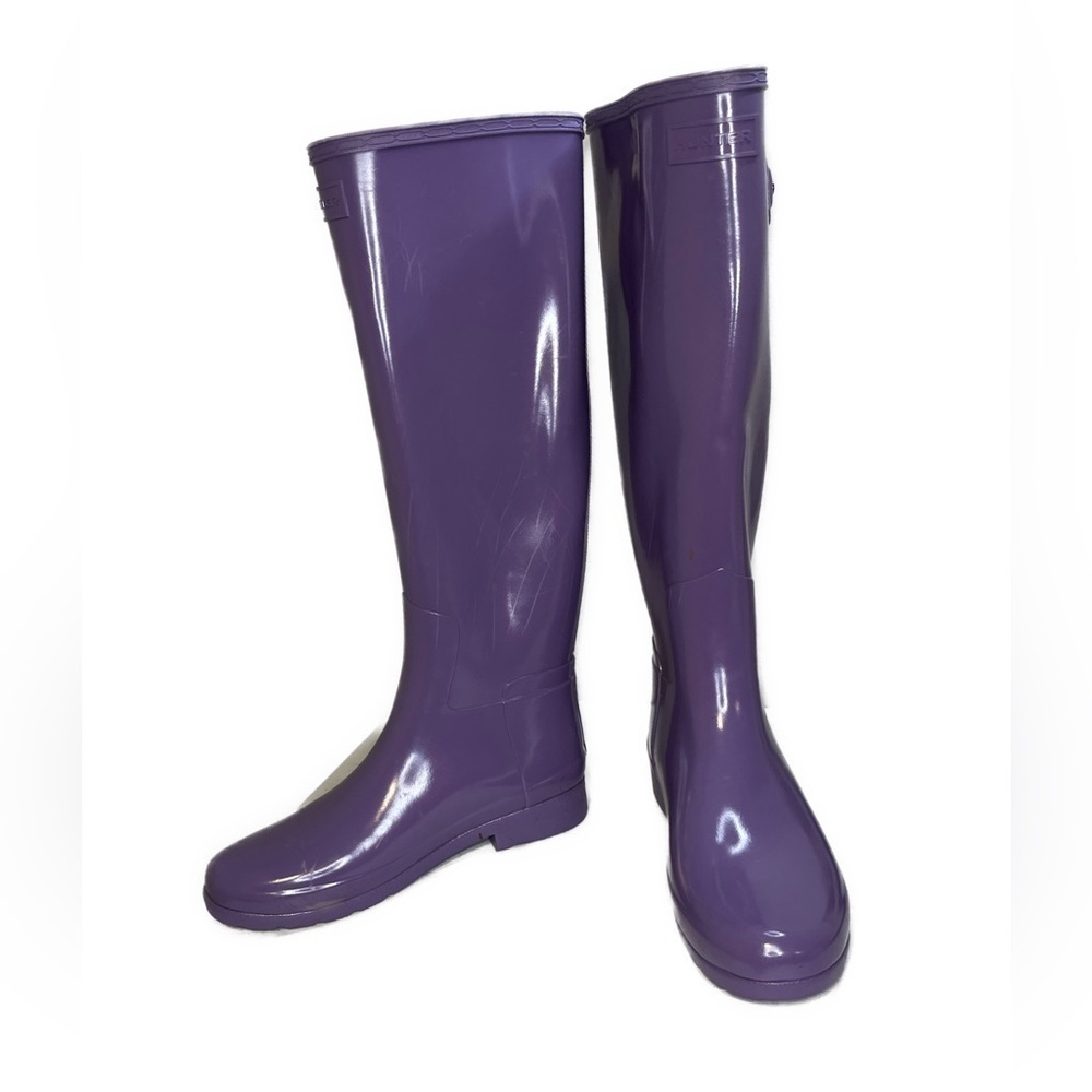 Hunter Refined Tall Gloss Lilac/ Lavender Boots US 8